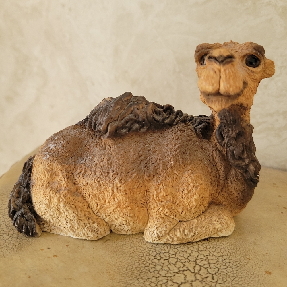 Vintage Stone Critters Sitting Resin Camel Figurine by United Design